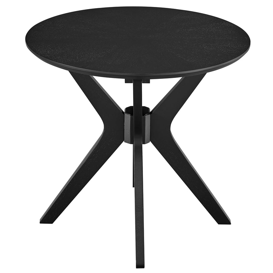 Vela 24" Round Wood Side Table in Black