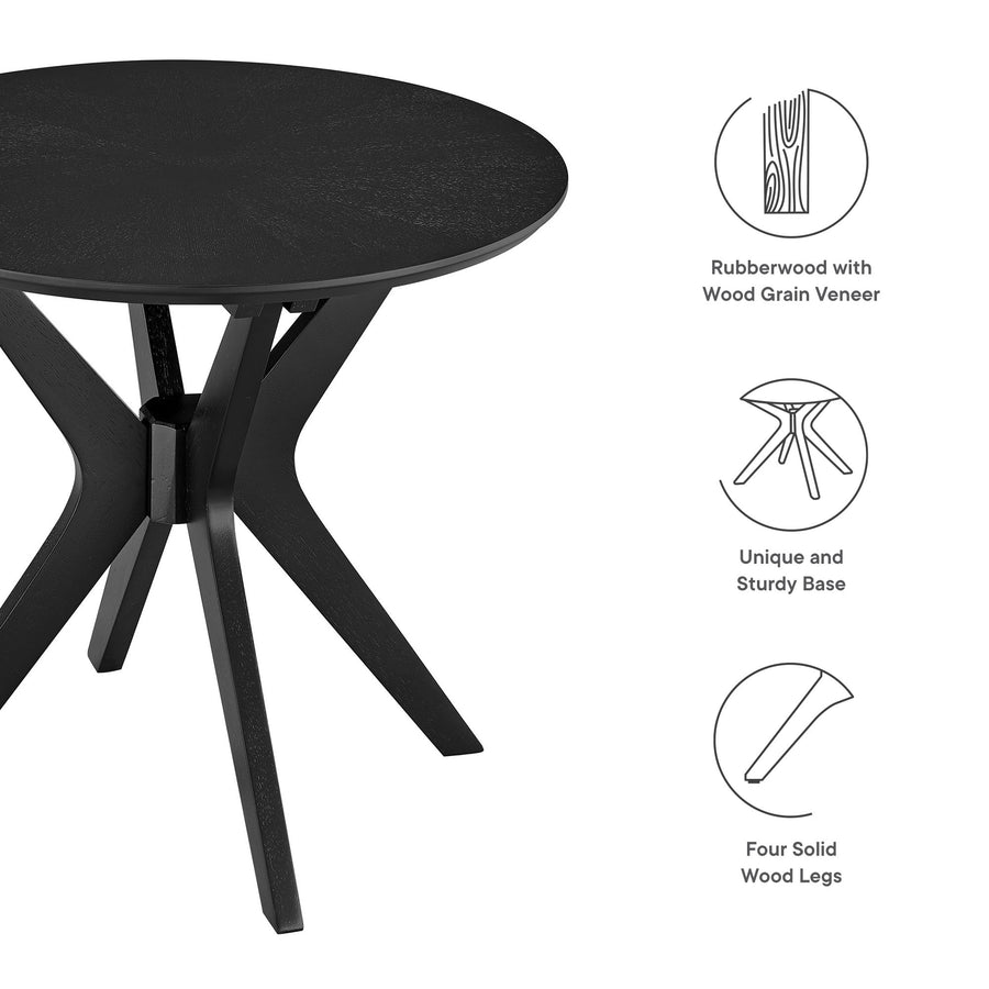 Vela 24" Round Wood Side Table in Black