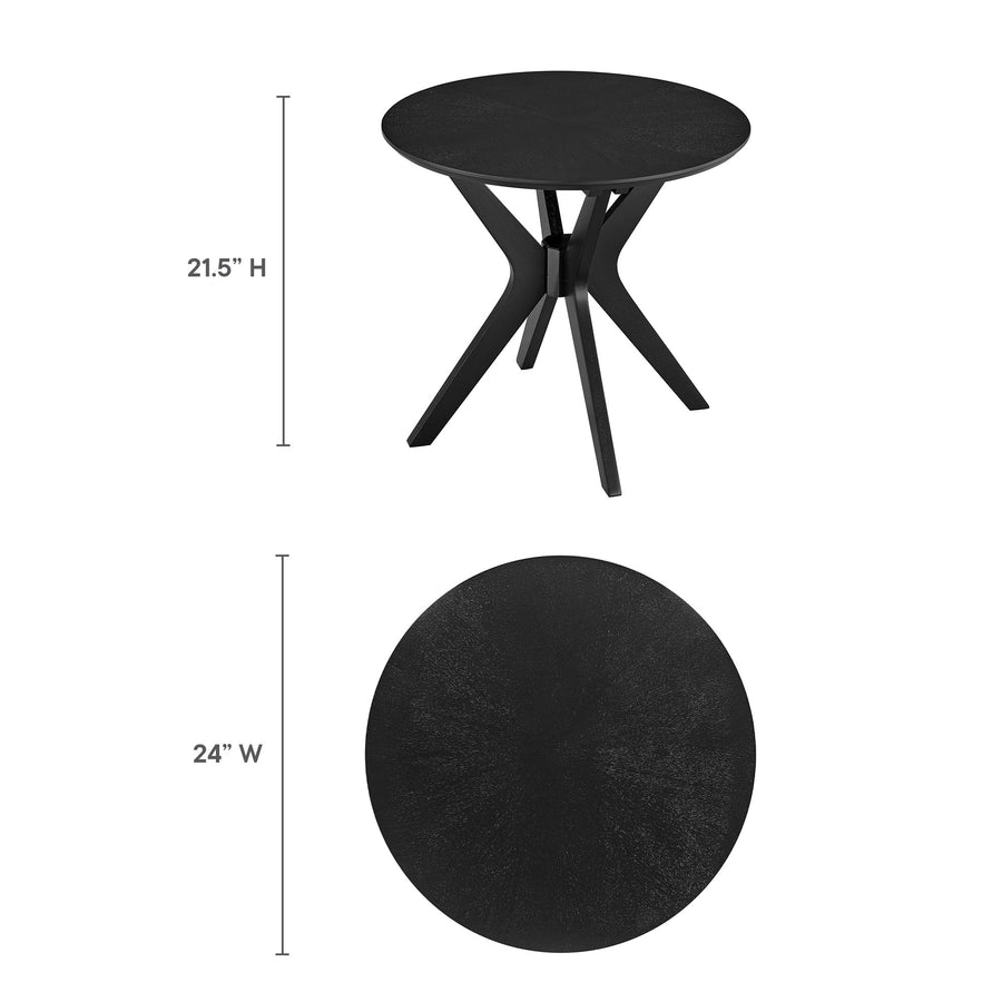 Vela 24" Round Wood Side Table in Black