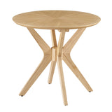 Vela 24" Round Wood Side Table in Oak