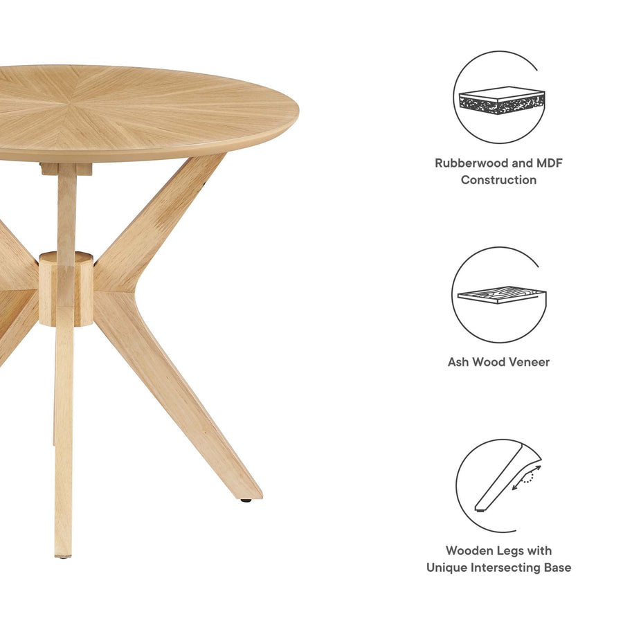 Vela 24" Round Wood Side Table in Oak