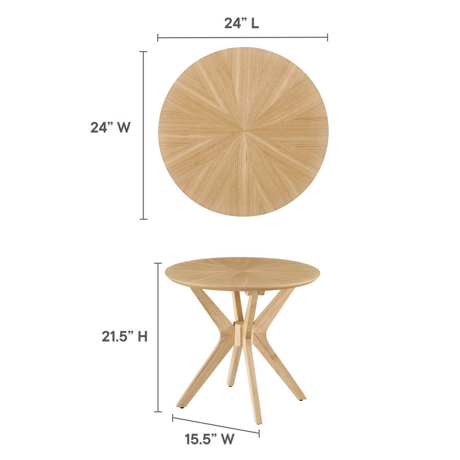 Vela 24" Round Wood Side Table in Oak
