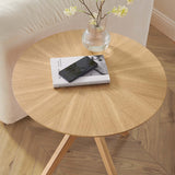 Vela 24" Round Wood Side Table in Oak