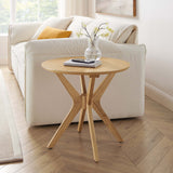 Vela 24" Round Wood Side Table in Oak