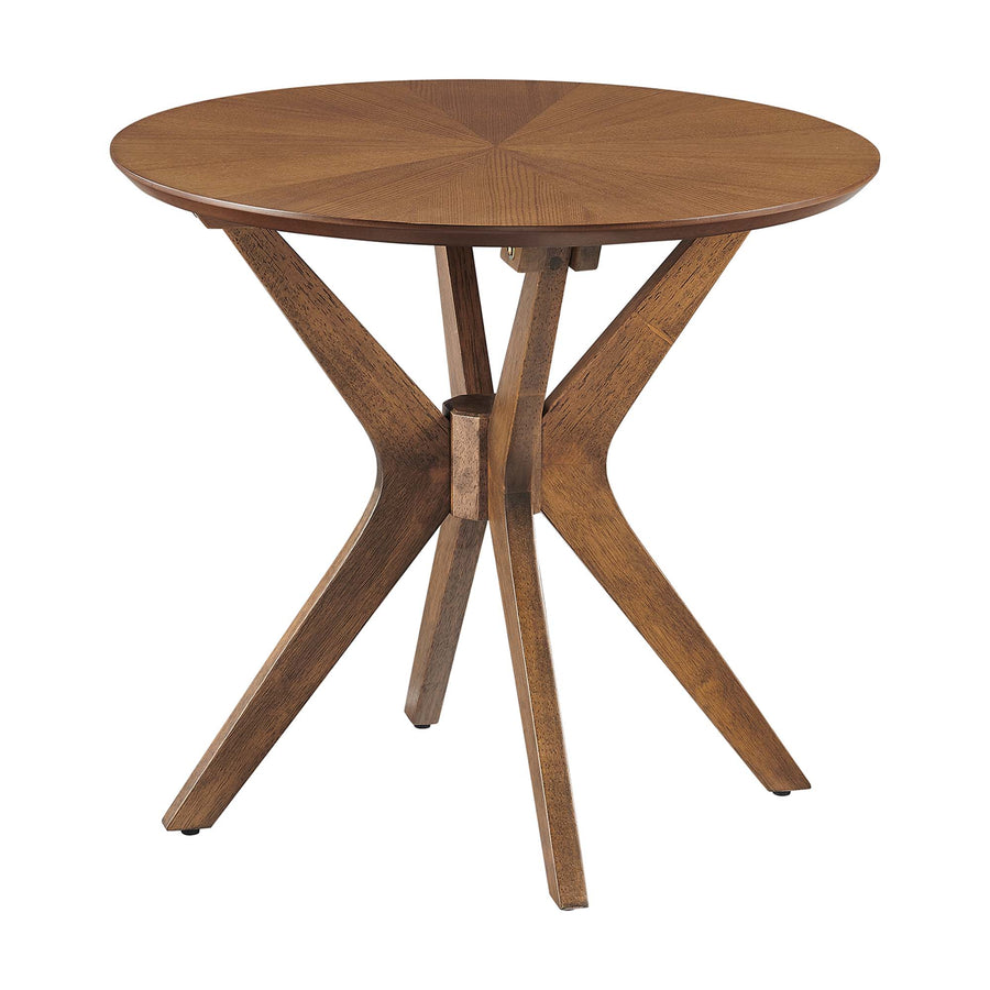 Vela 24" Round Wood Side Table in Walnut