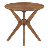 Vela 24" Round Wood Side Table in Walnut