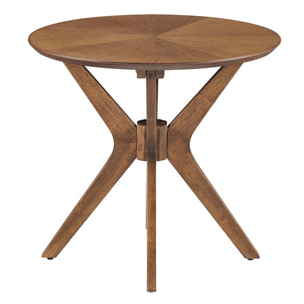 Crossroads 24" Round Wood Side Table in Walnut