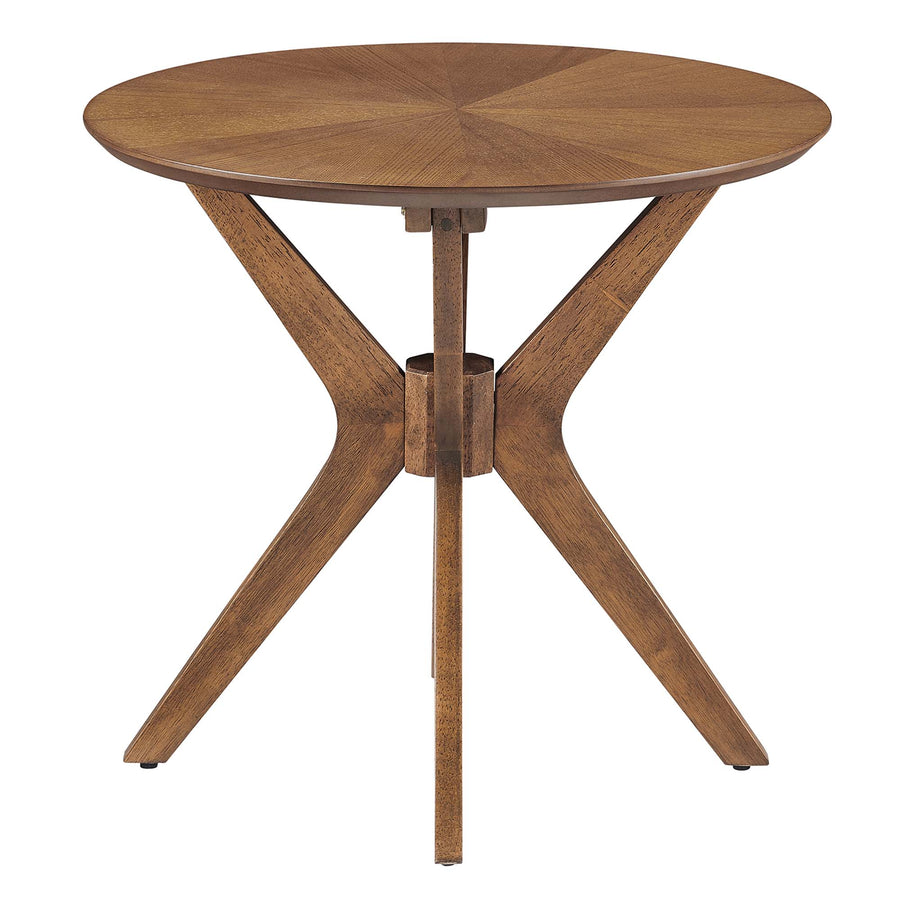 Vela 24" Round Wood Side Table in Walnut