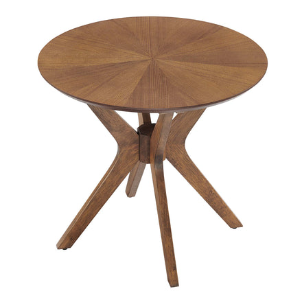 Crossroads 24" Round Wood Side Table in Walnut