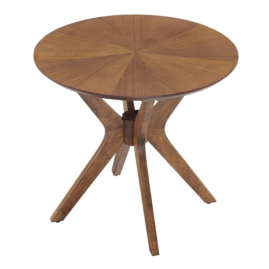 Vela 24" Round Wood Side Table in Walnut