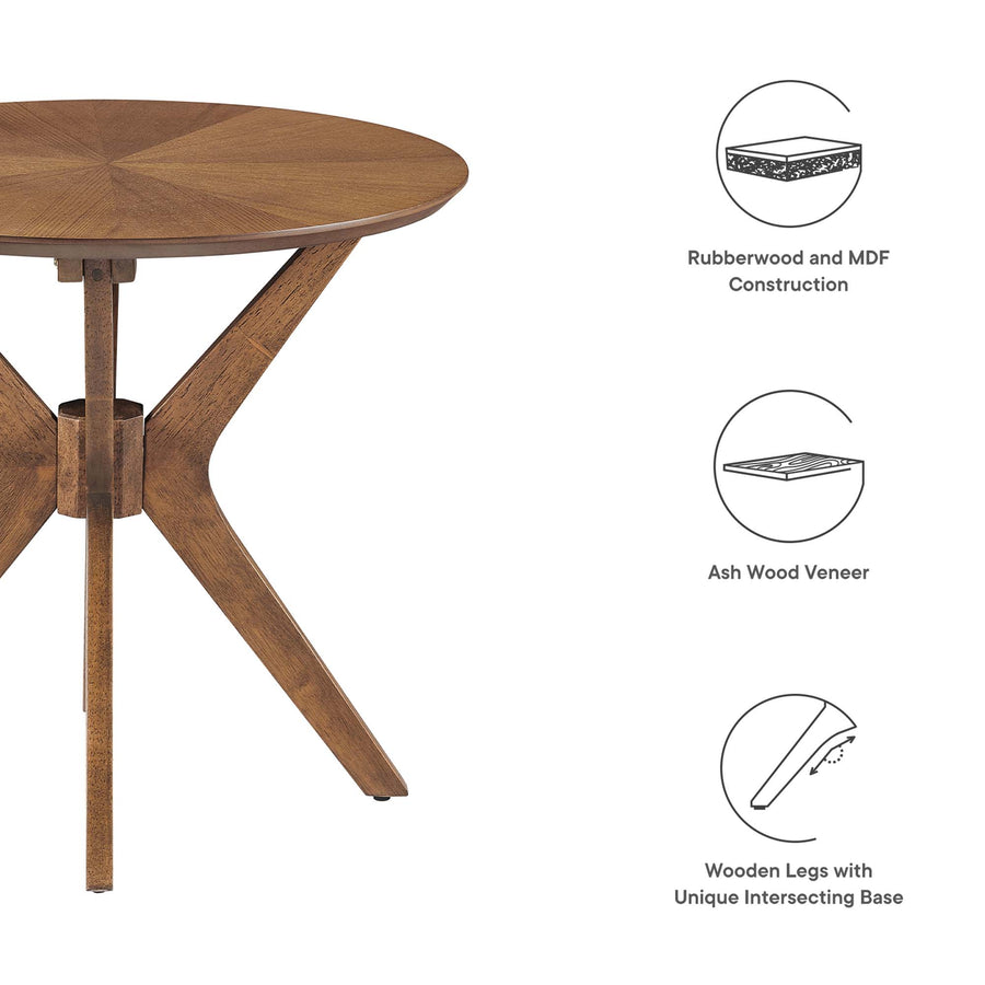 Vela 24" Round Wood Side Table in Walnut