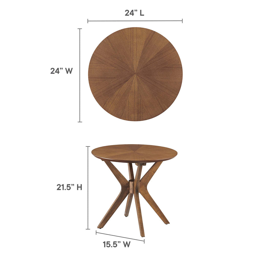 Vela 24" Round Wood Side Table in Walnut