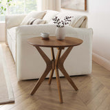 Vela 24" Round Wood Side Table in Walnut