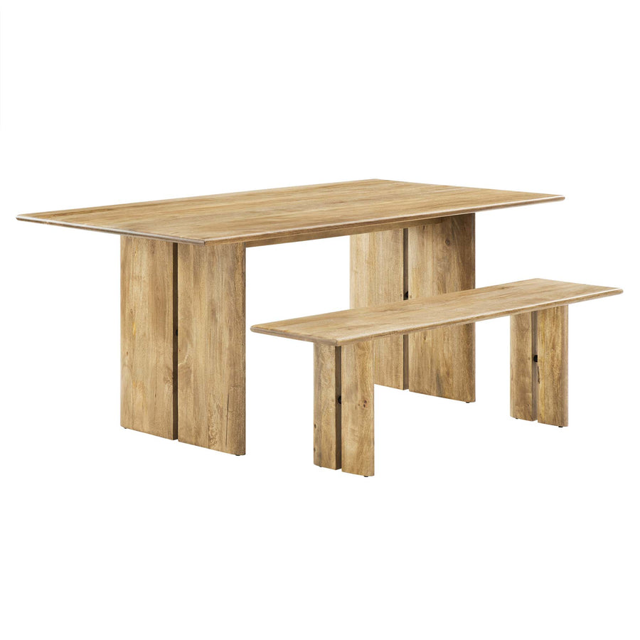 Ember 72" Wood Dining Table and Bench Set in Oak