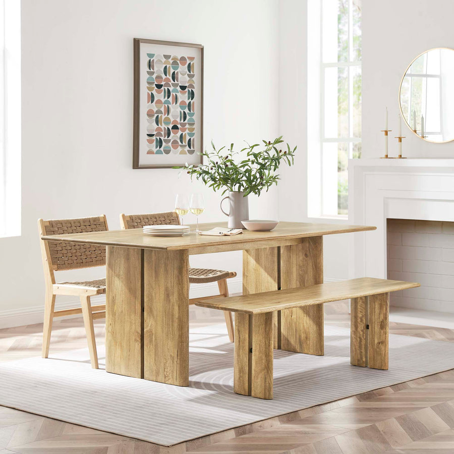 Ember 72" Wood Dining Table and Bench Set in Oak