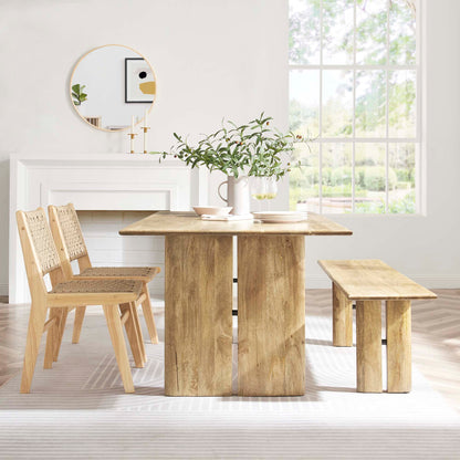 Amistad 72" Wood Dining Table and Bench Set by Furniture For America