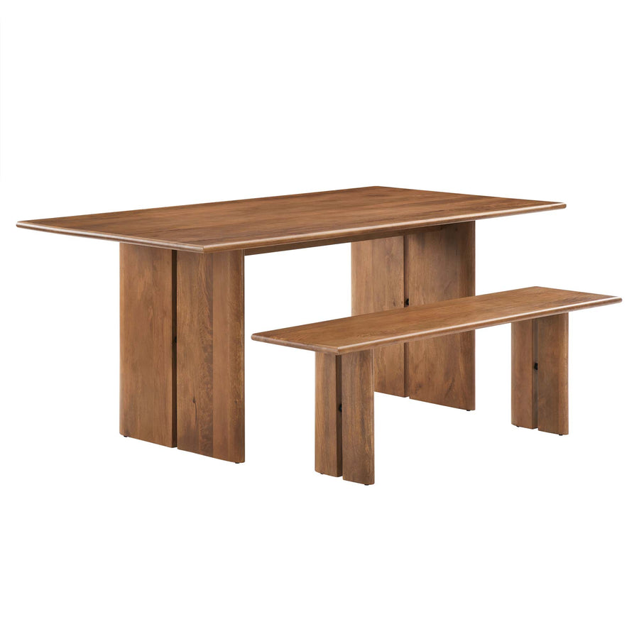 Ember 72" Wood Dining Table and Bench Set in Walnut