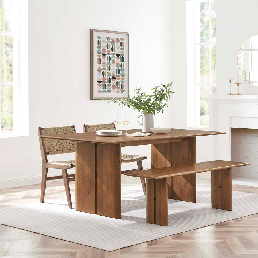 Ember 72" Wood Dining Table and Bench Set in Walnut