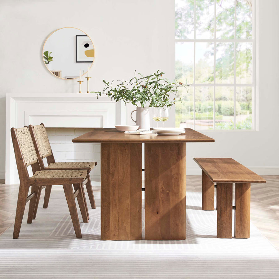 Ember 72" Wood Dining Table and Bench Set in Walnut