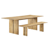 Ember 86" Wood Dining Table and Bench Set in Oak