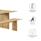 Ember 86" Wood Dining Table and Bench Set in Oak
