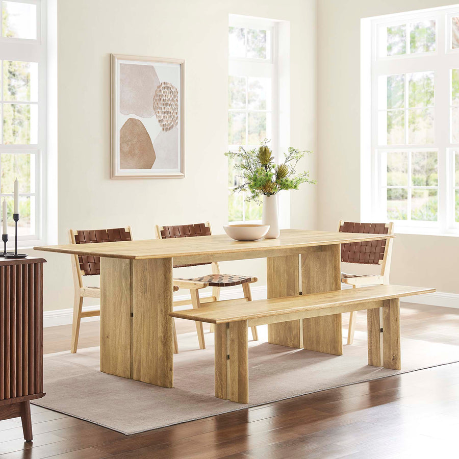 Ember 86" Wood Dining Table and Bench Set in Oak