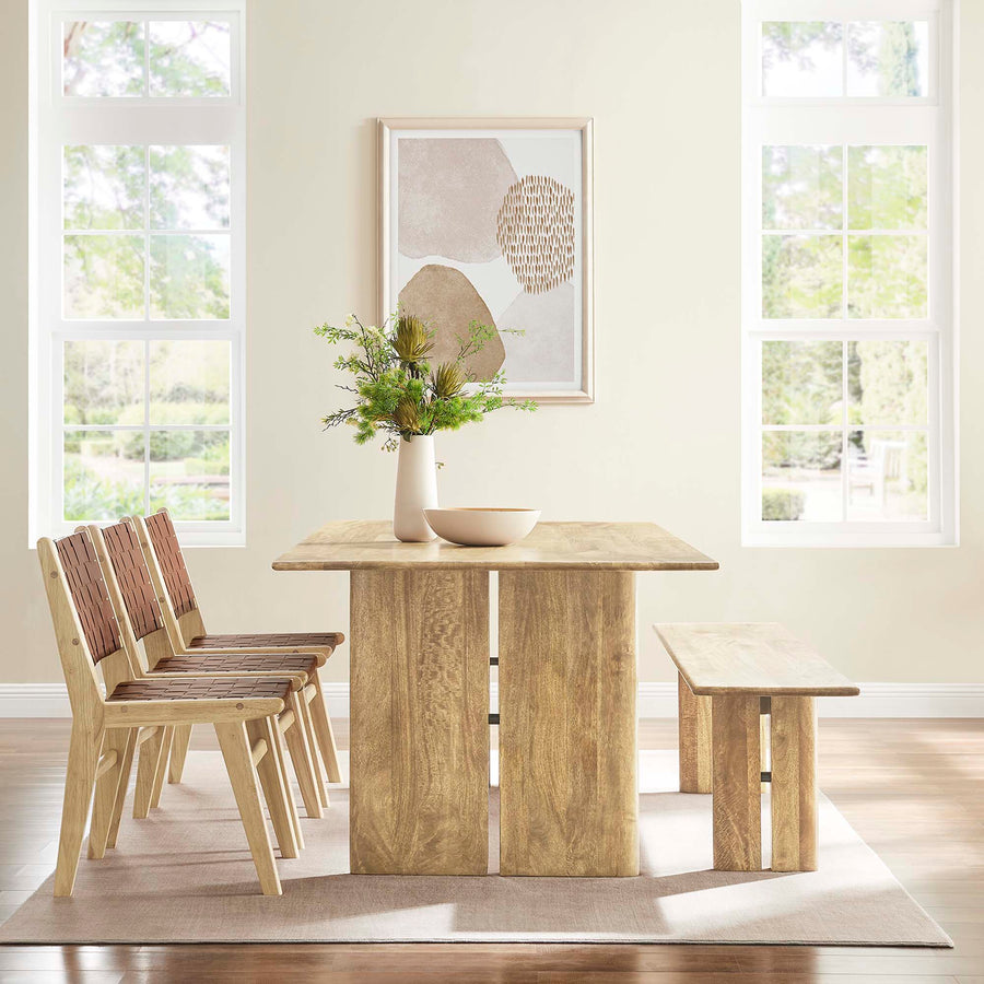 Ember 86" Wood Dining Table and Bench Set in Oak