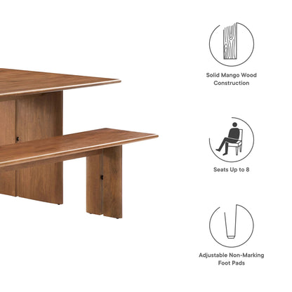 Amistad 86" Wood Dining Table and Bench Set by Furniture For America