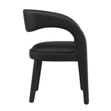Iris Vegan Leather Dining Chair Set of 2 in Black Vinyl