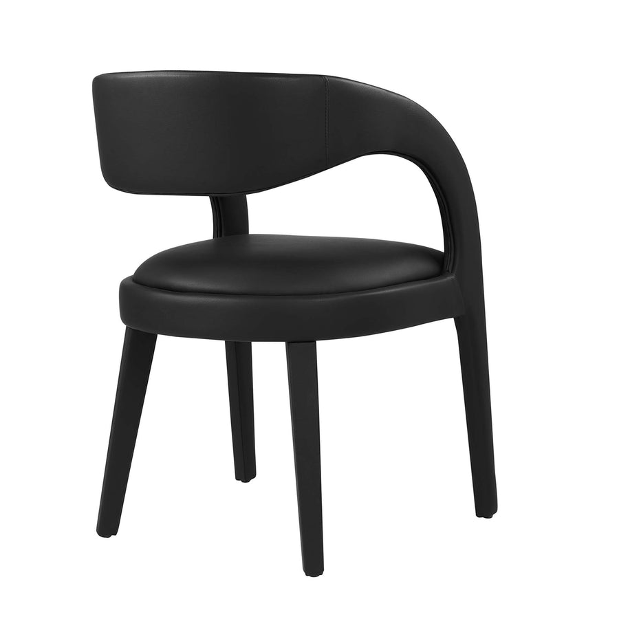 Iris Vegan Leather Dining Chair Set of 2 in Black Vinyl