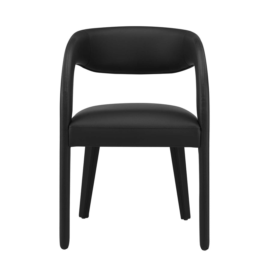 Iris Vegan Leather Dining Chair Set of 2 in Black Vinyl