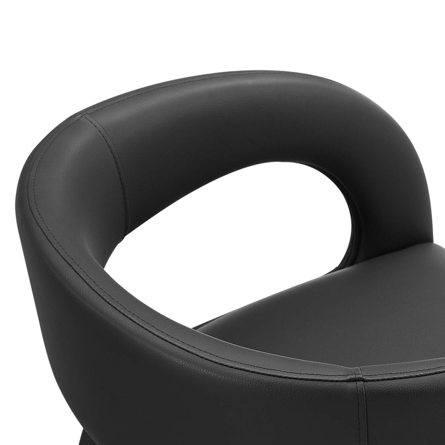Iris Vegan Leather Dining Chair Set of 2 in Black Vinyl