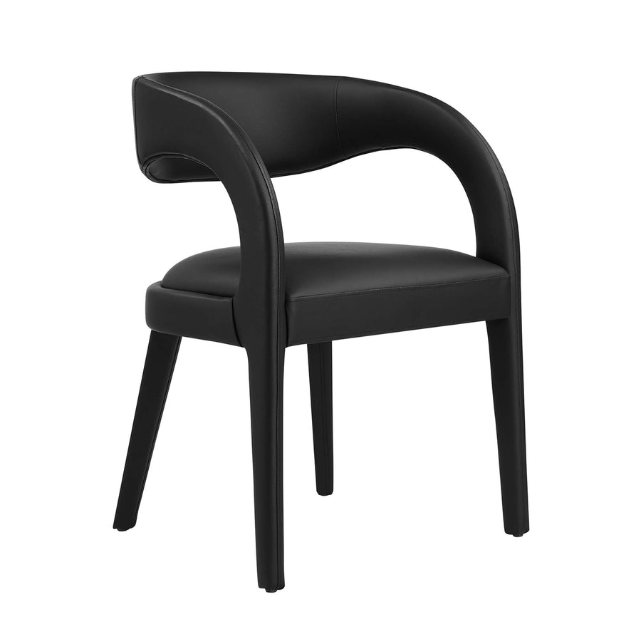 Iris Vegan Leather Dining Chair Set of 2 in Black Vinyl