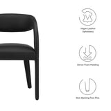 Iris Vegan Leather Dining Chair Set of 2 in Black Vinyl