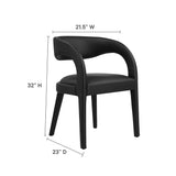 Iris Vegan Leather Dining Chair Set of 2 in Black Vinyl