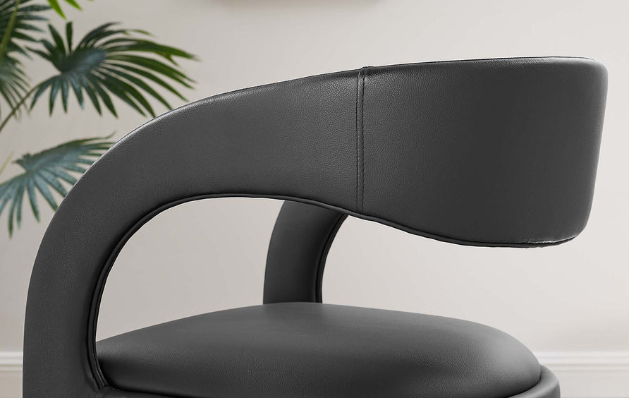 Iris Vegan Leather Dining Chair Set of 2 in Black Vinyl