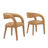 Iris Vegan Leather Dining Chair Set of 2 in Tan