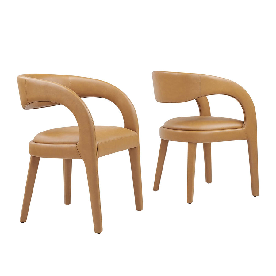 Iris Vegan Leather Dining Chair Set of 2 in Tan