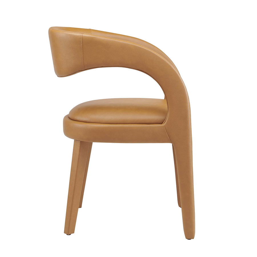 Iris Vegan Leather Dining Chair Set of 2 in Tan