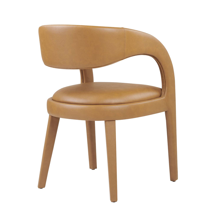 Iris Vegan Leather Dining Chair Set of 2 in Tan