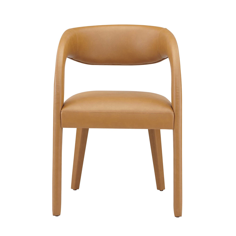 Iris Vegan Leather Dining Chair Set of 2 in Tan