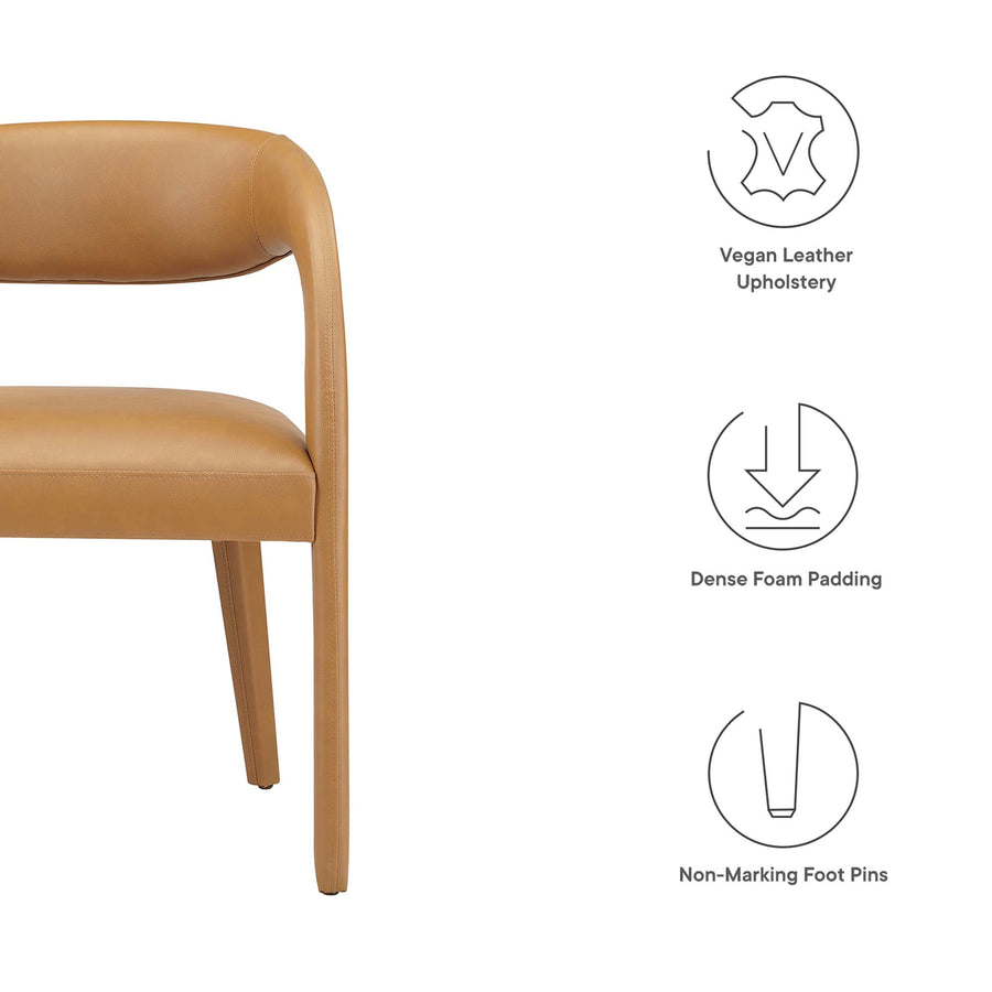 Iris Vegan Leather Dining Chair Set of 2 in Tan