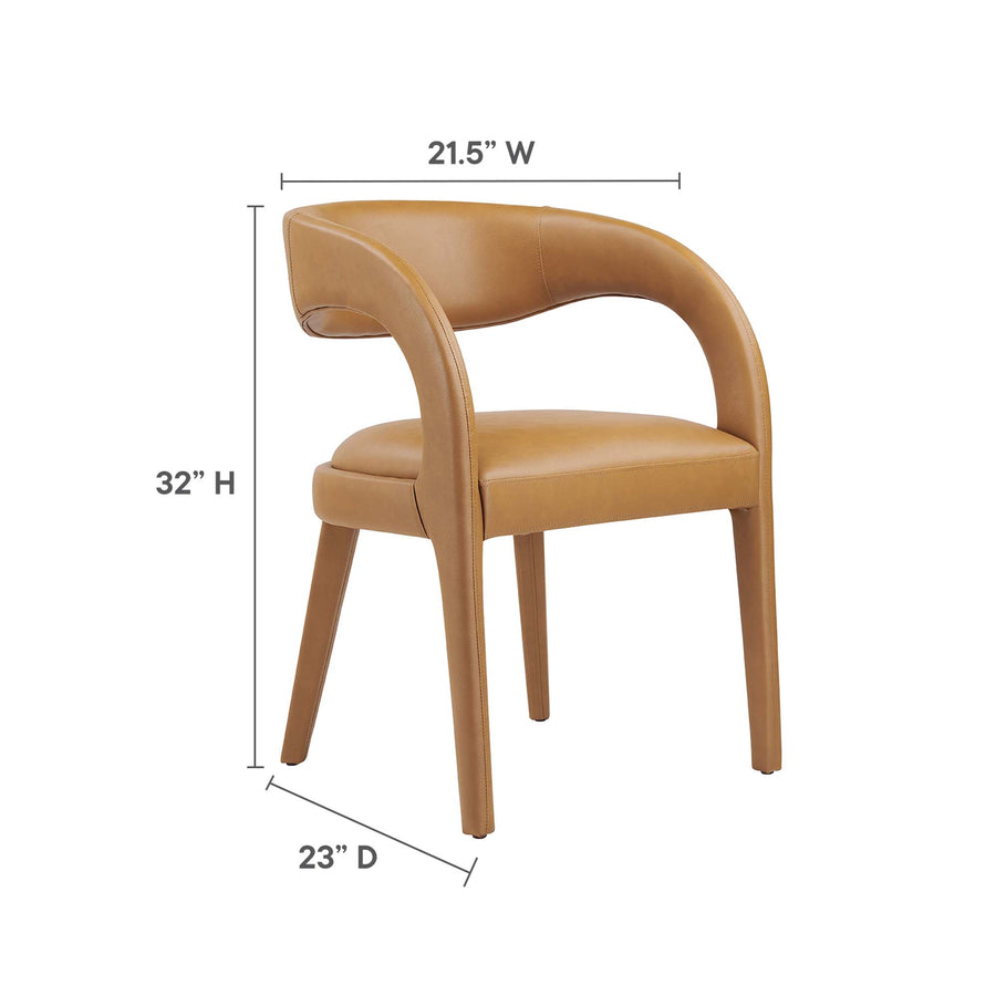 Iris Vegan Leather Dining Chair Set of 2 in Tan