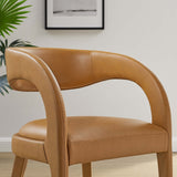 Iris Vegan Leather Dining Chair Set of 2 in Tan