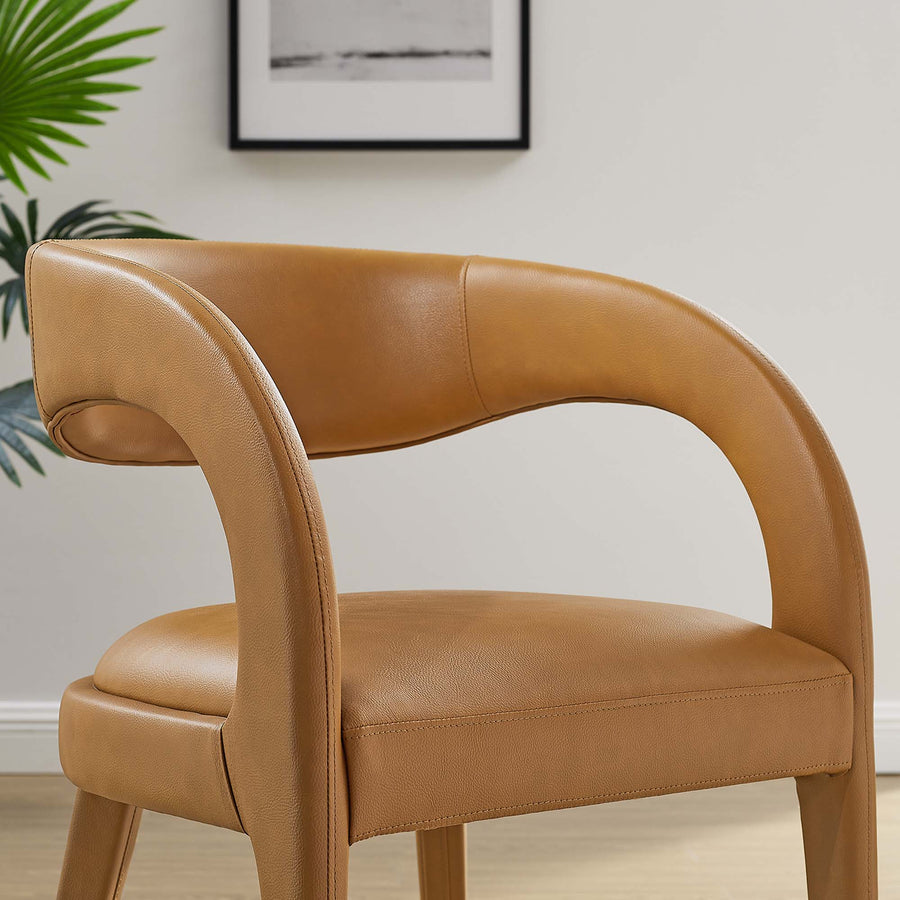 Iris Vegan Leather Dining Chair Set of 2 in Tan