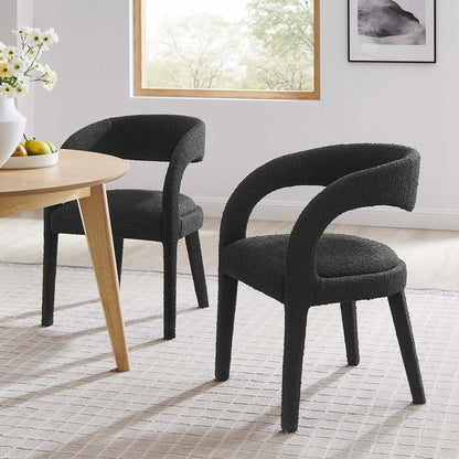 Pinnacle Boucle Upholstered Dining Chair Set of 2 by Furniture for America