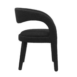 Iris Boucle Upholstered Dining Chair Set of 2 in Black