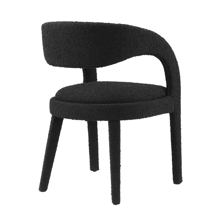 Iris Boucle Upholstered Dining Chair Set of 2 in Black