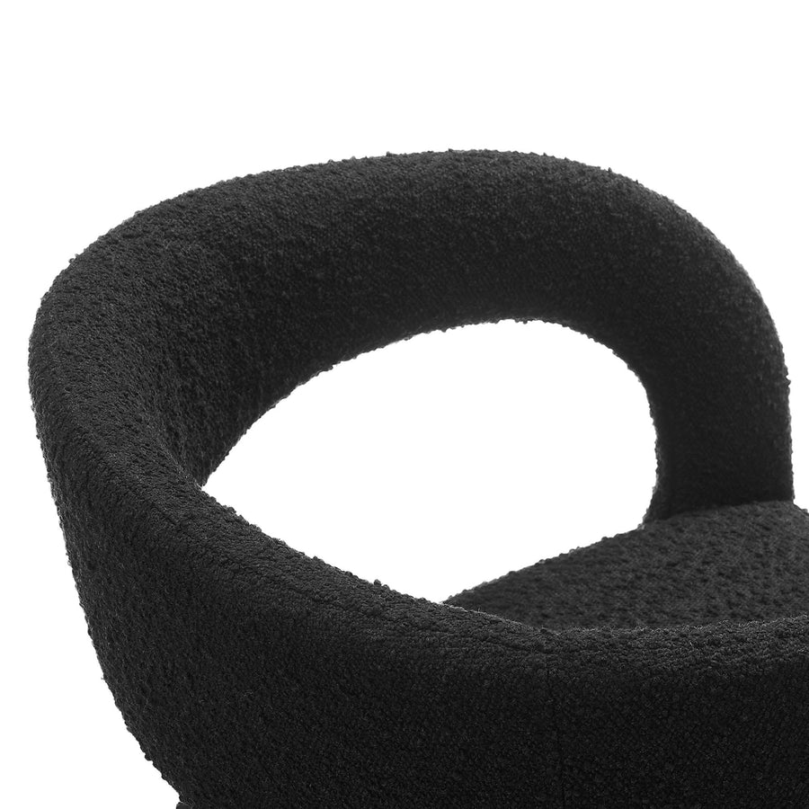 Iris Boucle Upholstered Dining Chair Set of 2 in Black