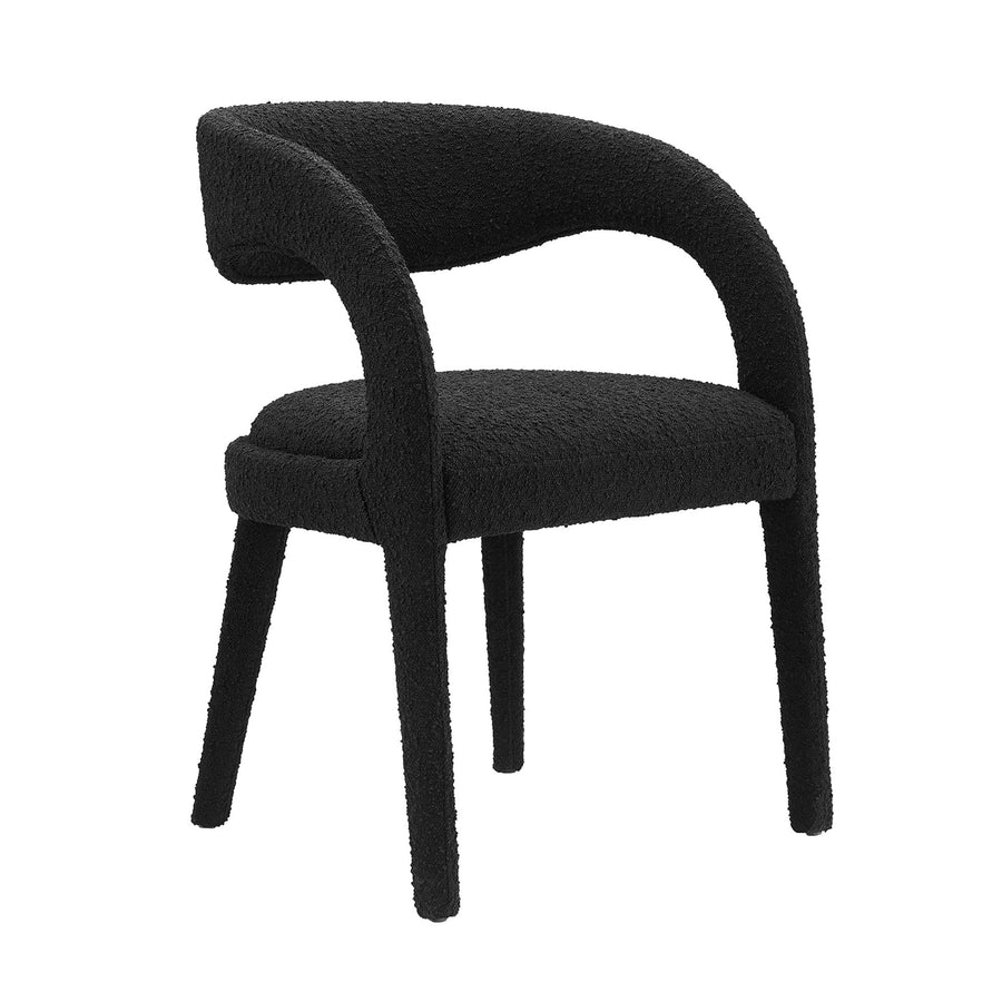 Iris Boucle Upholstered Dining Chair Set of 2 in Black